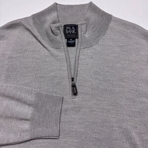 Jos A Bank Sweater Mens XXL Gray Wool Business Casual Outdoor Office Preppy Camp